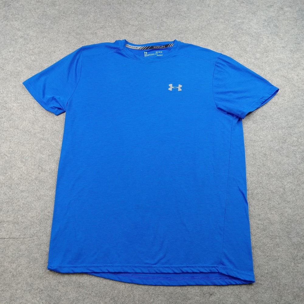 Under Armour Shirt Mens‎ Medium HeatGear Blue Fitted Short Sleeve Running Top